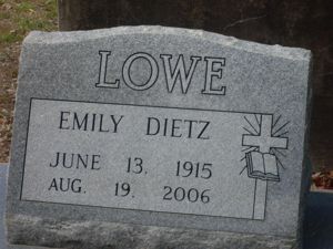 Emily Dietz Lowe - grave marker
