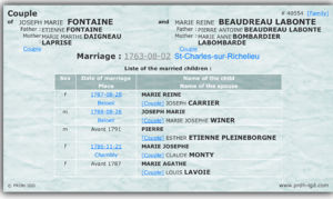Joseph Marie Fontaine first marriage