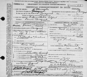 Death Certificate - Alfred LeBouthillier