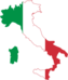 Italy's flag on outline of Italy