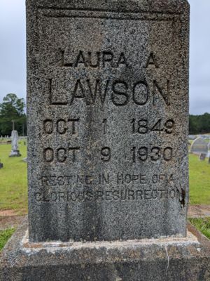 Gravestone for Laura A Lawson