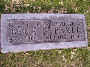 Mary Jane Beck  & George Baker Gravestone