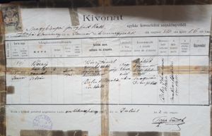 Baptism certificate of László Dániel István Kóczy, 1891