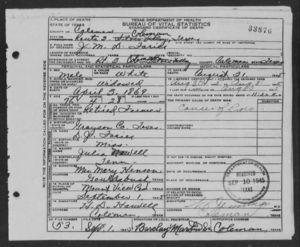 John McDavid Faries Death Certificate