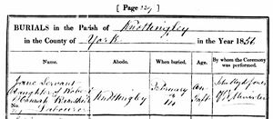 1856 burial Knottingley