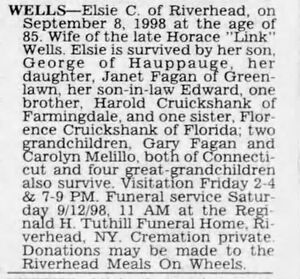 Obituary for Elsie Wells