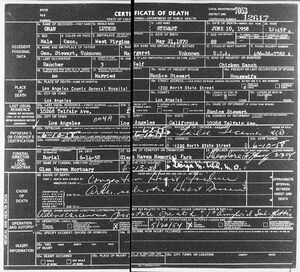 Oran Luther Stewart's (1870 - 1958)  Death Certificate