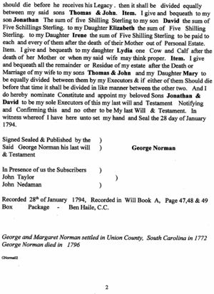 George Norman will typed page 2