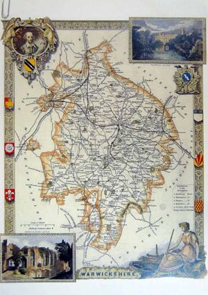 OLD MAP OF WARWICKSHIRE
