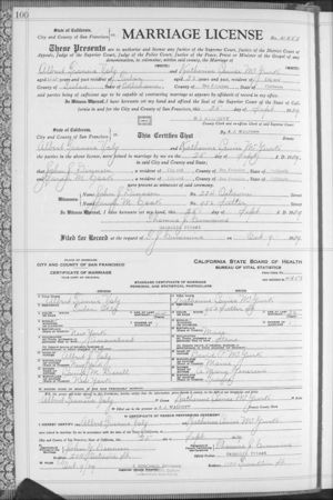 Frank A Volz & Louise Mcgurk Marriage certificate