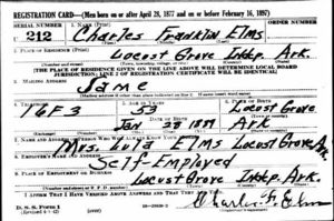 Charles Franklin Elms WW 2 Draft Card
