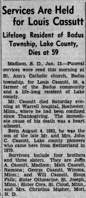Obituary for Louis Cassutt