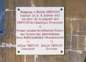 Martin Prévost Plaque in France .