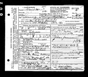 Certificate of Death for Mrs. Ruby J. Norman (Lawhorn)