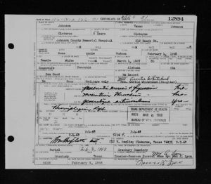 Rosa Ann (Hood) Hudson - Death Certificate