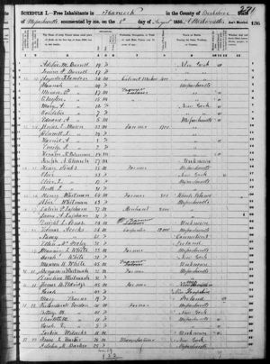 1850 US Census, Landon Family, lines 3-9