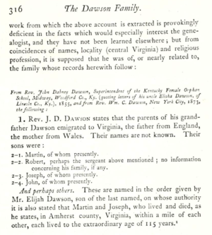 1874 - P. 316 a - A collection of family records by Charles Carroll Dawson