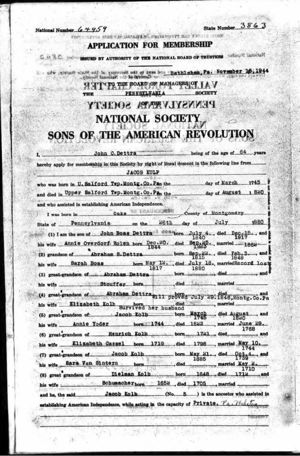 U.S., Sons of the American Revolution Membership Applications pg 1