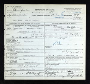 Ash D Bennett's Death Certificate