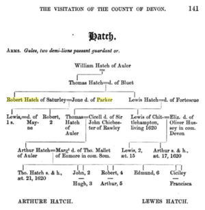 Hatch Pedigree, Visitation of the County of Devon, Harleian Society, Volume 6