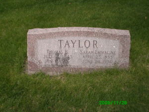 Thomas Bartholomew Taylor and Sarah Emmaline McKinley Taylor headstone