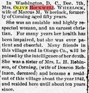 Olive Rockwell Wheelock Obituary