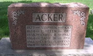 Stephen Acker family tombstone