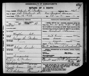 Death Certificate: Alfred Packer, 1904