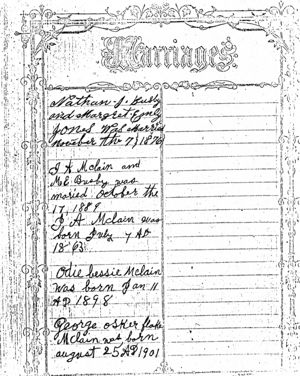 Busby-McLain Family Bible - Marriages