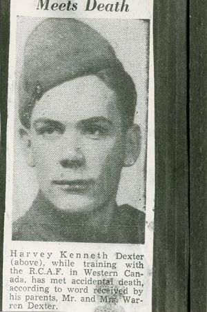Newspaper clipping of Harvey Kenneth Dexter