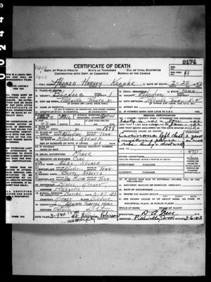 Tennessee Death Certificate