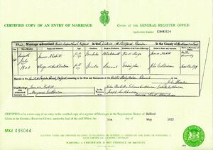Marriage of James Nesbit and Margaret Cuthbertson
