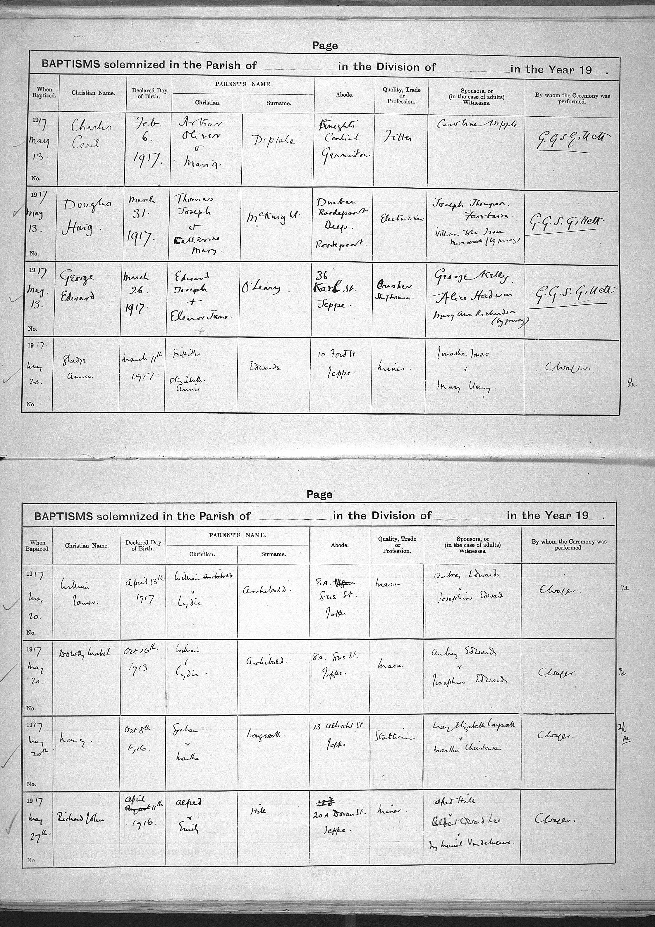 Charles Cecil Dipple's baptism record