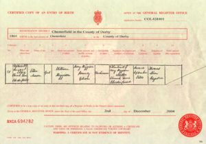 Ellen Higgison Birth certificate