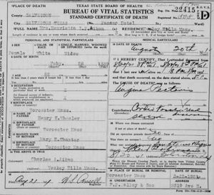 Death Certificate for Henrietta Wheeler Aiken