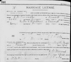 John B & Bertha A McWilliams Pennington Marriage Certificate