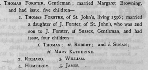 Children of Margaret Browning and Thomas I Forster