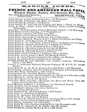 Halpin's City Directory, Memphis, TN 1867.