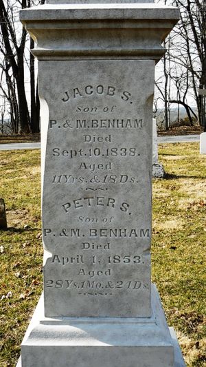 Peter S. and Jacob S. Benham tombstone