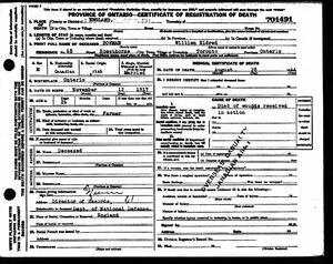 Registration of Death Bowman, Wm. Eldred