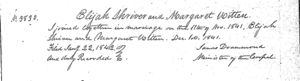 Elijah Shriver and Margaret Witten marriage registration