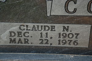 Claude N Cook - Headstone