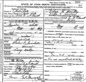 Eliza Woolley's Death Certificate