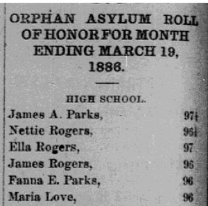 Orphan Asylum Honor Roll