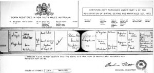 John Stalker Snr Death Certificate 1916