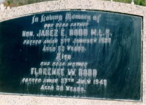 Jabez Dodd & Florence's headstone Karrakatta cenetery W. A.