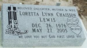 gravestone of Loretta Lynn (Chaisson) Lewis