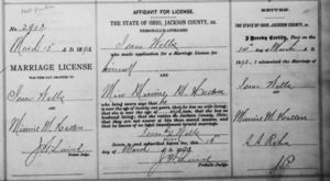 Hatten/Wells marriage license