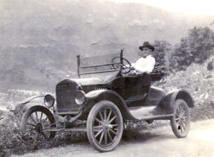 Minter Prickett in a borrowed car.