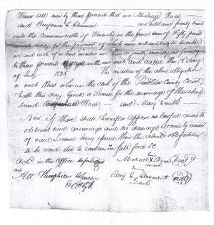 1826 Marriage Bond - Certificate of Marriage